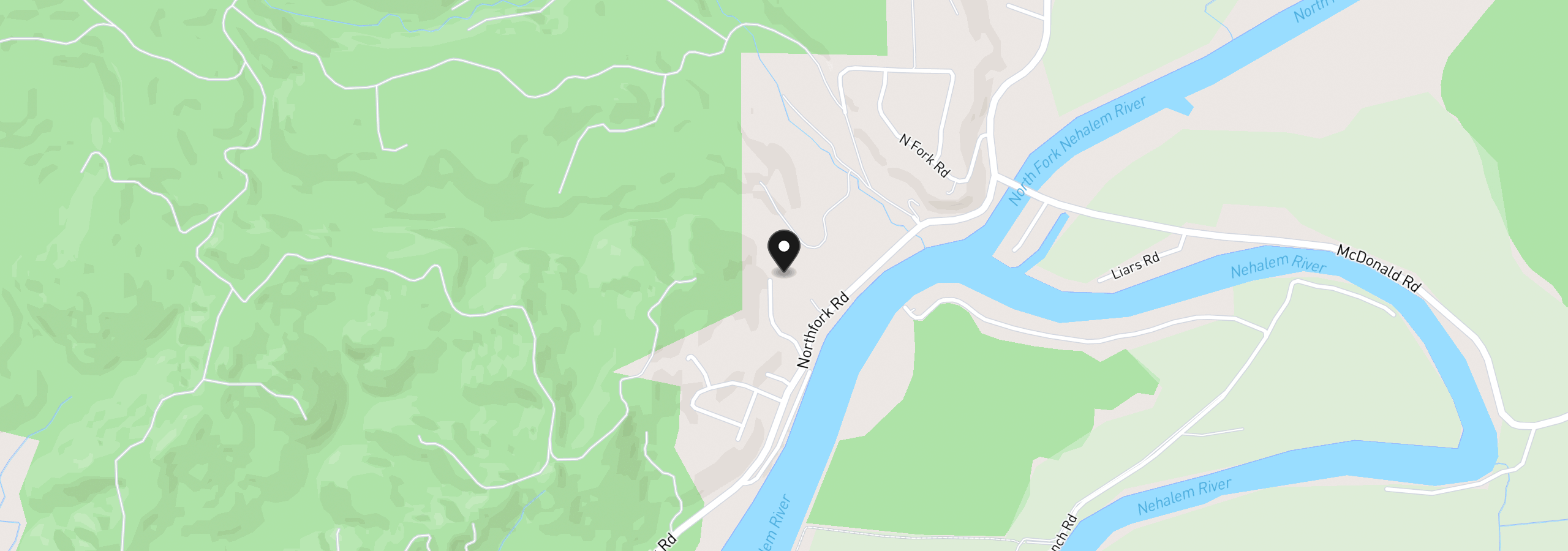 Map showing the location of 37650 North Fork Rd, Nehalem, OR 97131
