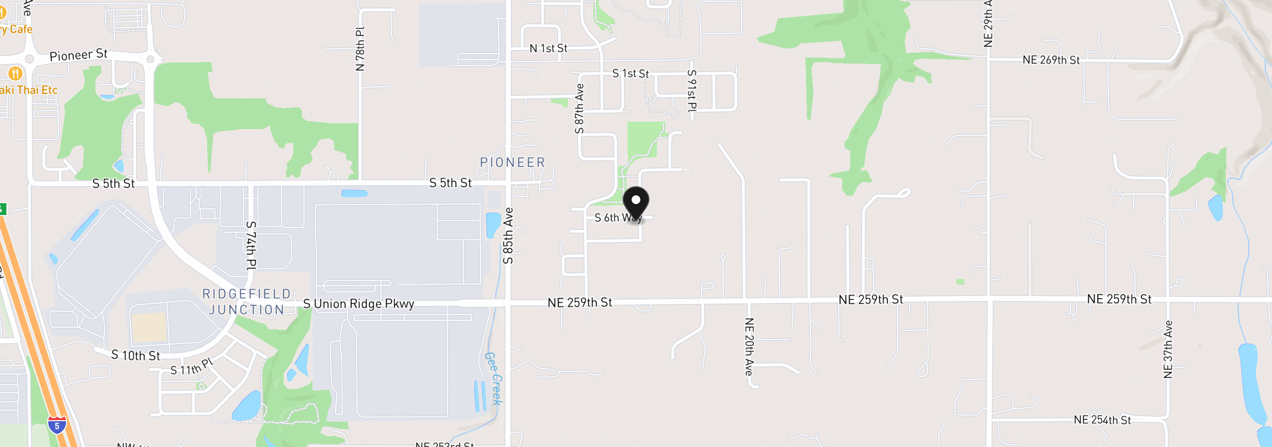 Map showing the location of 8869 S 6th Way, Ridgefield, Wa 98642