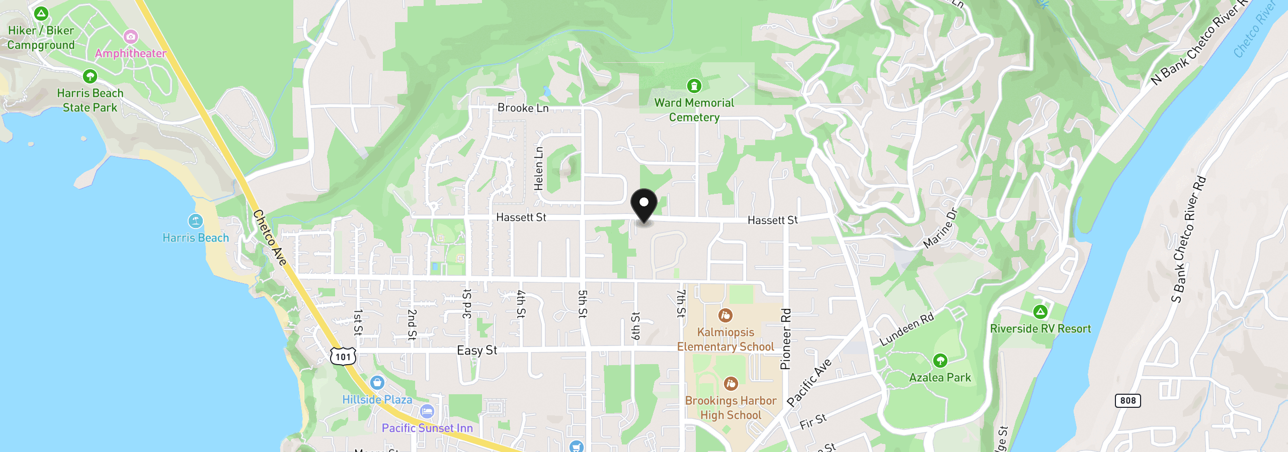 Map showing the location of 825 Brookhaven Dr B, Brookings, OR 97415