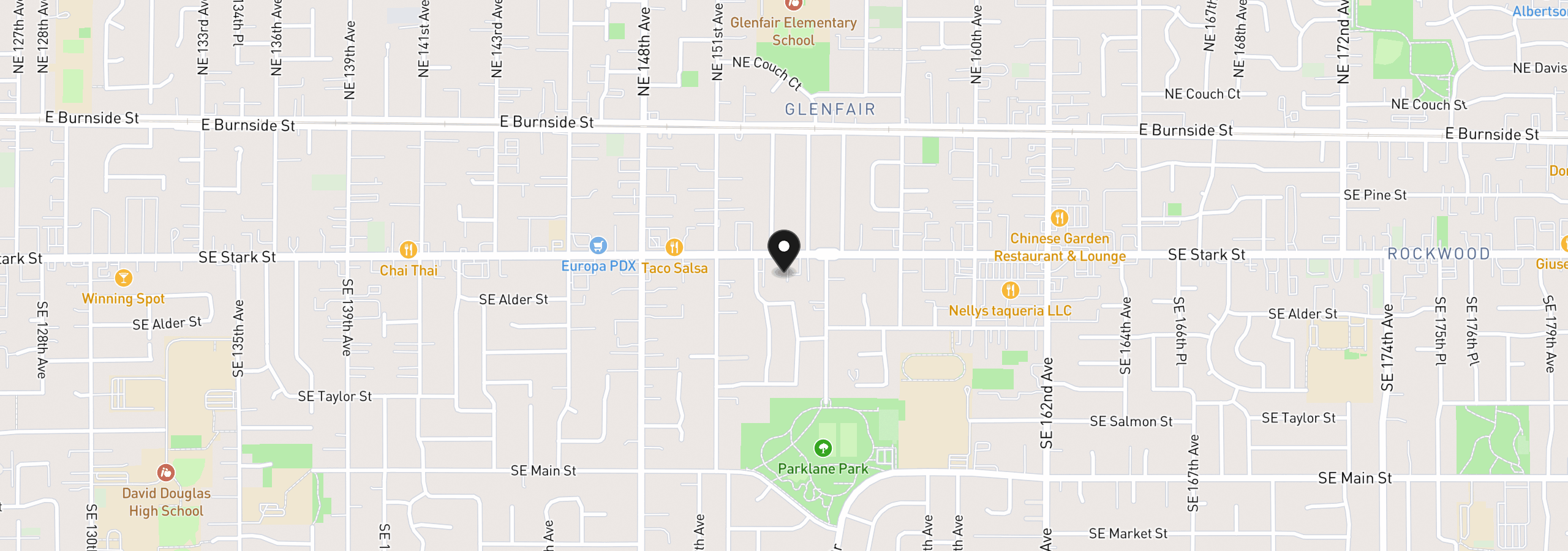 Map showing the location of 15310 SE Stark St C, Portland, OR 97233