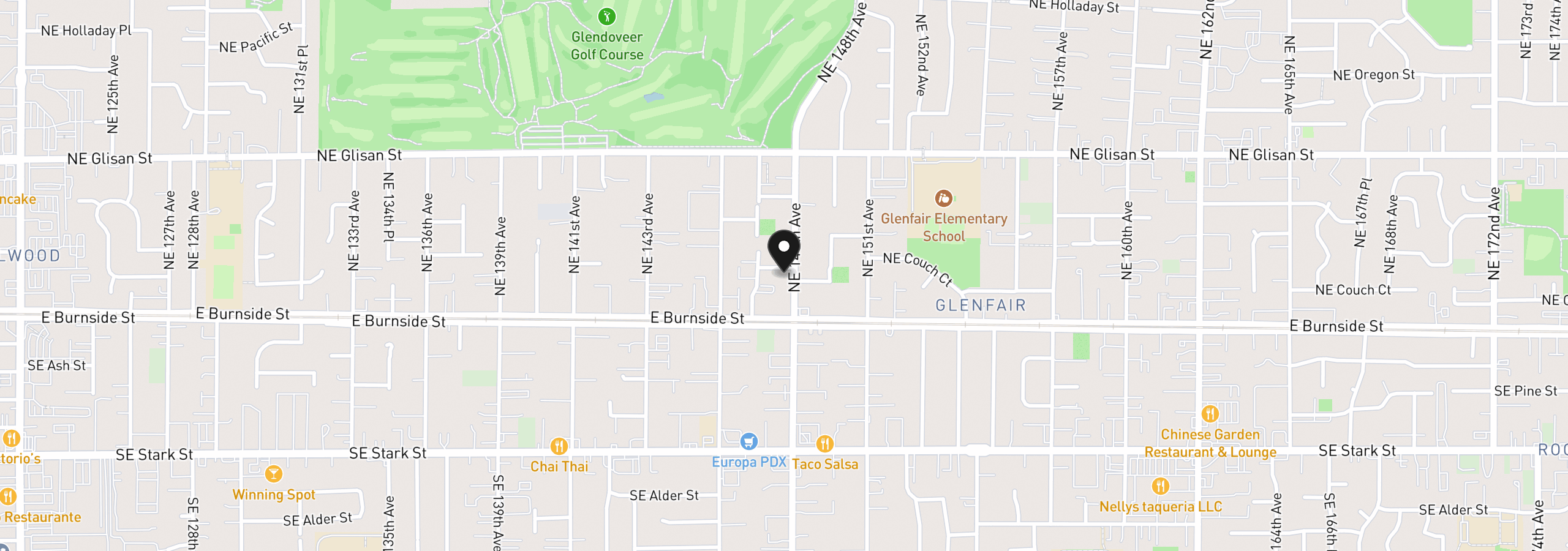 Map showing the location of 109 NE 148th Ave, Portland, OR 97230