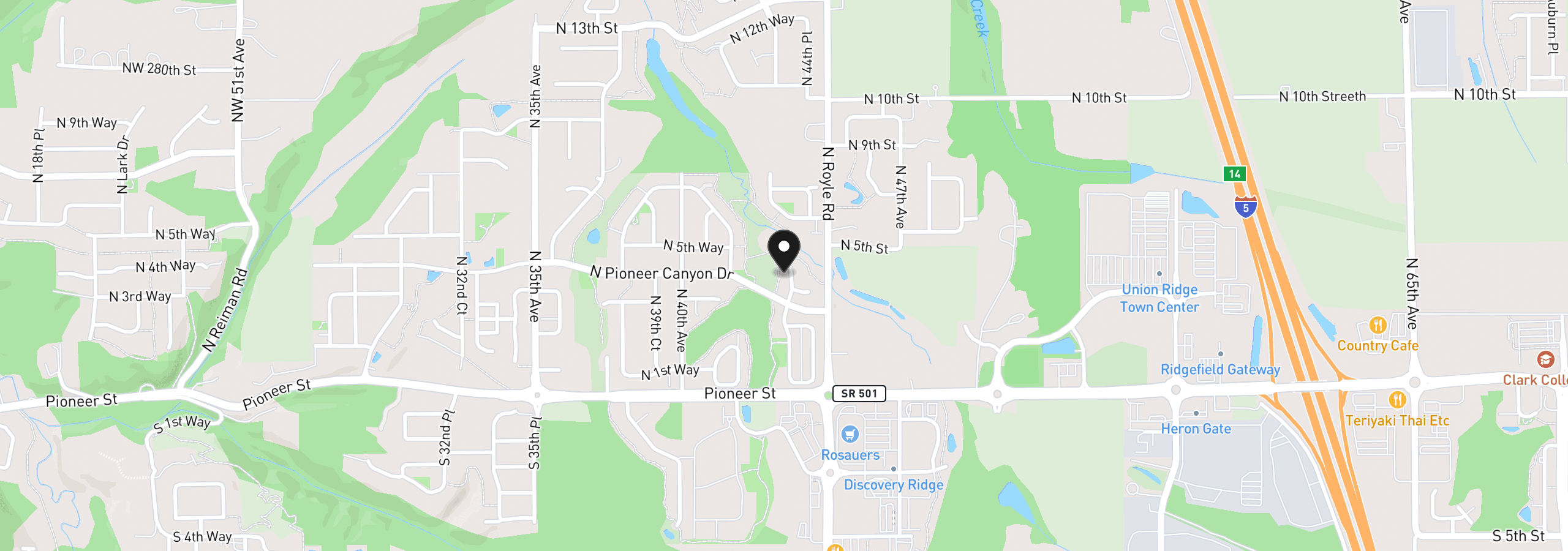 Map showing the location of 409 N 43rd Ct, Ridgefield, Wa 98642