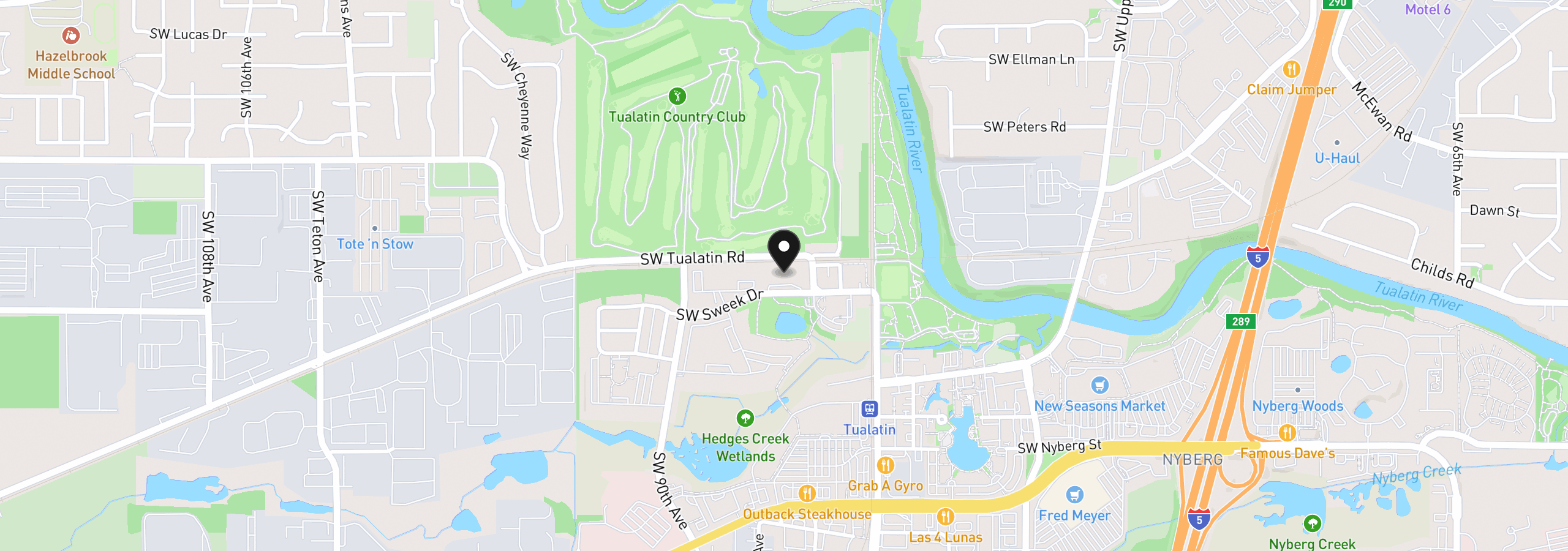 Map showing the location of 8720 SW Tualatin Rd 210, Tualatin, OR 97062