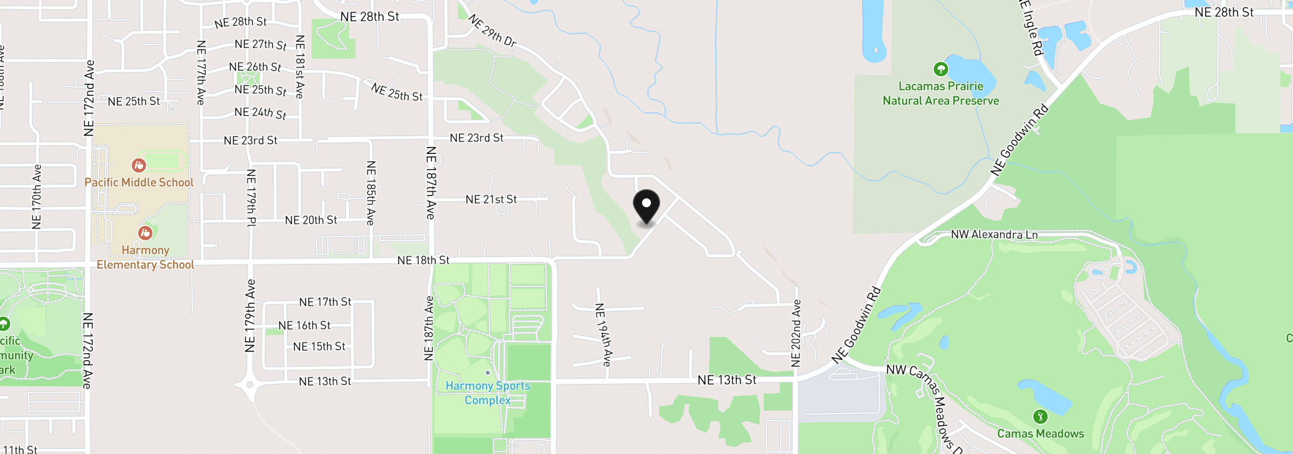 Map showing the location of 1825 NE 195th Ave, Vancouver, Wa 98684