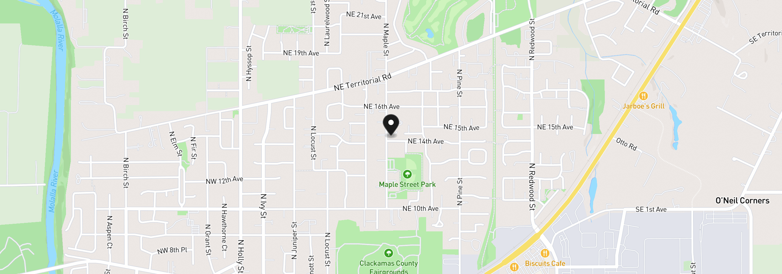 Map showing the location of 720 NE 14th Ave, Canby, OR 97013