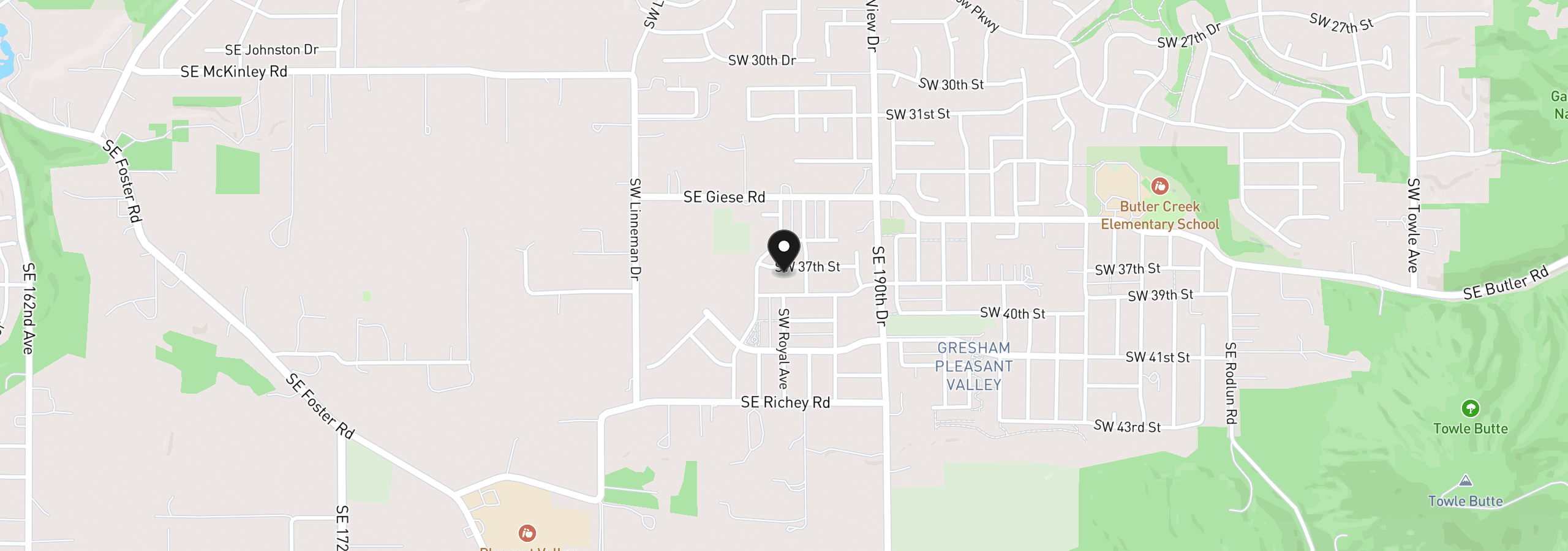 Map showing the location of 3806 SW 37th St, Gresham, OR 97080