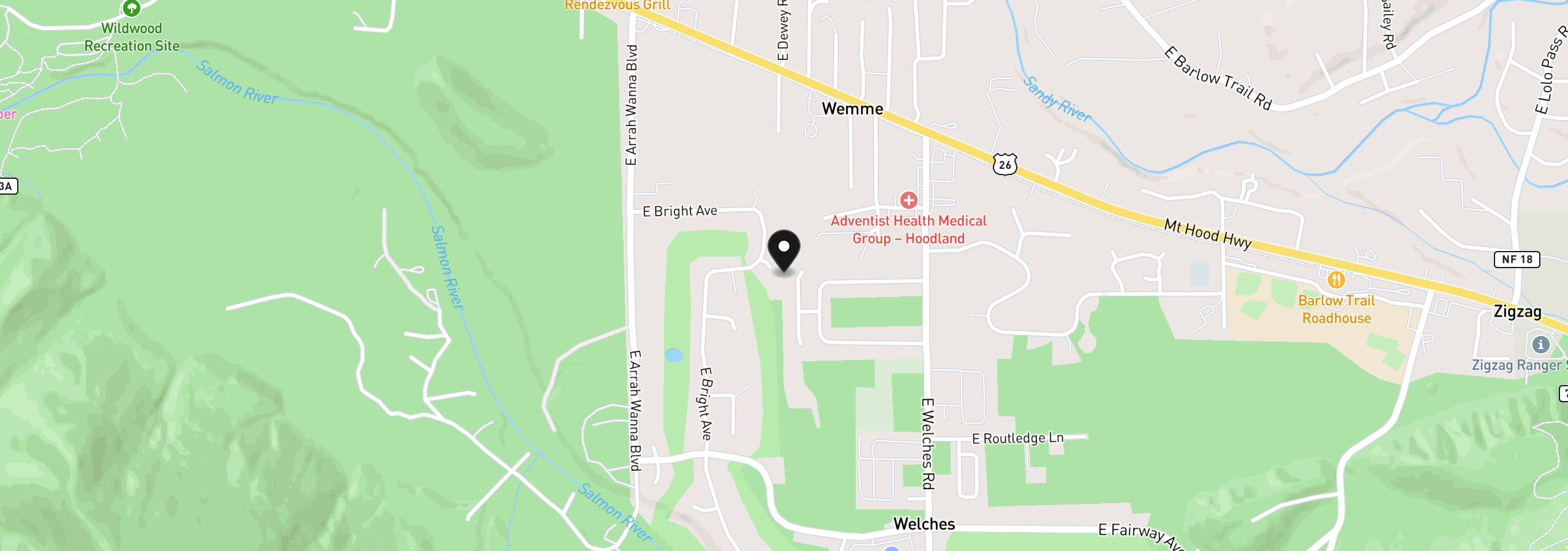 Map showing the location of 24727 E McKenzie Valley Ct, Welches, OR 97067