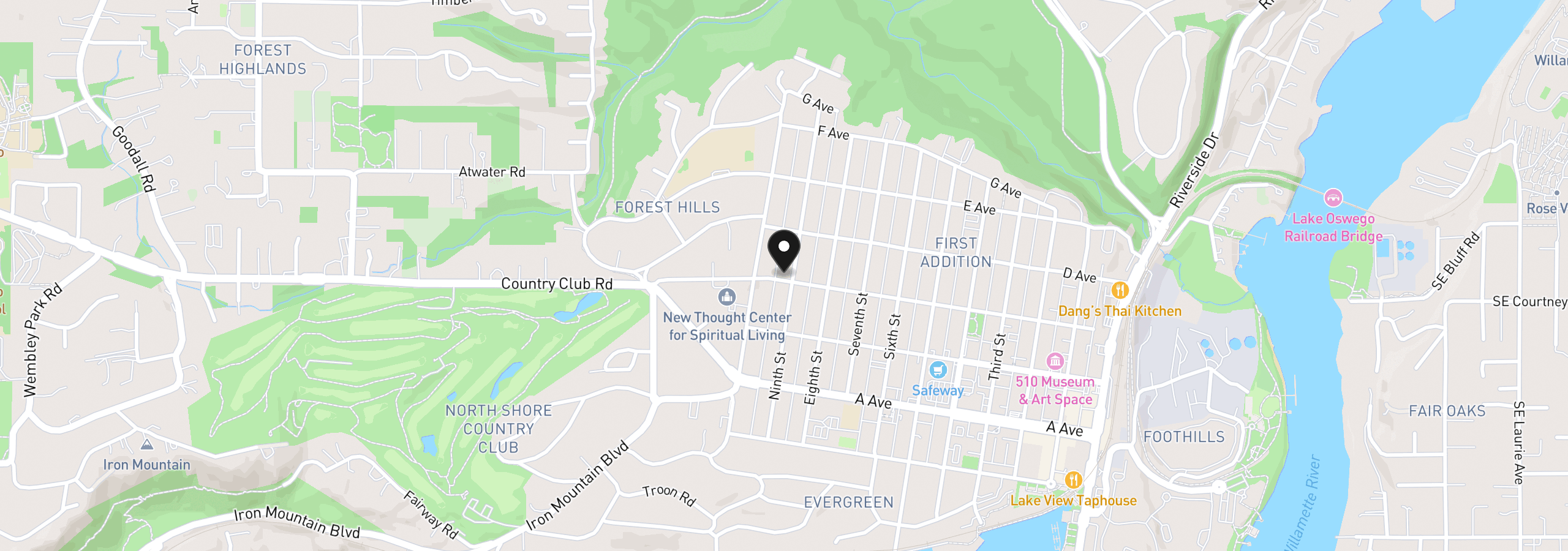 Map showing the location of 610 9th St, Lake Oswego, OR 97034
