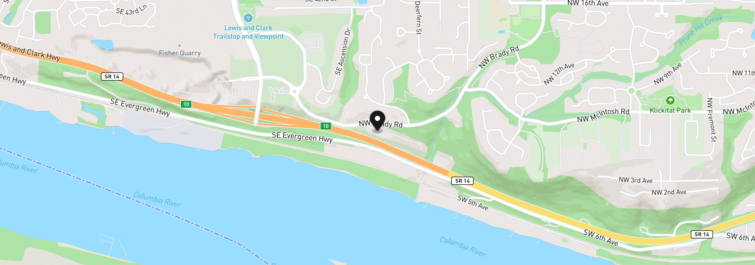 Map showing the location of 650 NW Brady Rd, Camas, Wa 98607