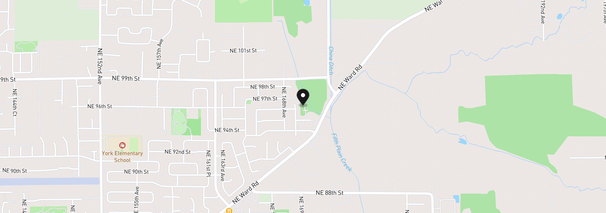 Map showing the location of 9516 NE 170th Ct, Vancouver, Wa 98682