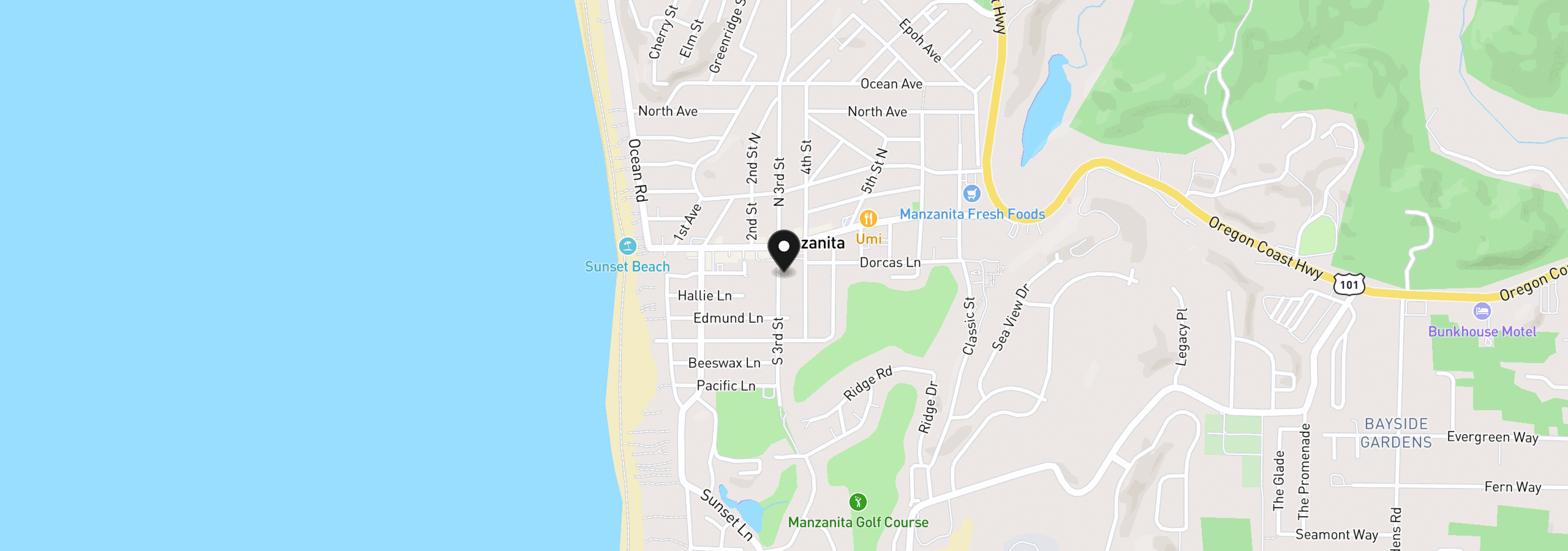 Map showing the location of 3rd St 06705, Manzanita, OR 97130