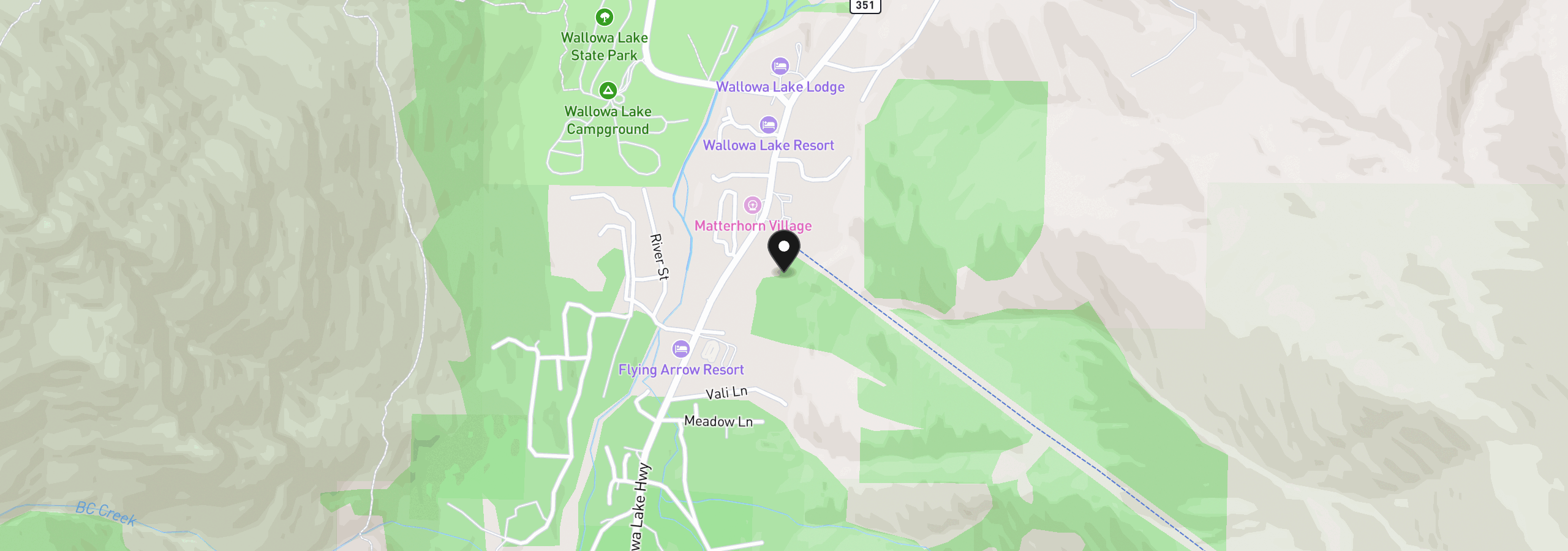 Map showing the location of 0 Tram Ln, Wallowa Lake, OR 97846