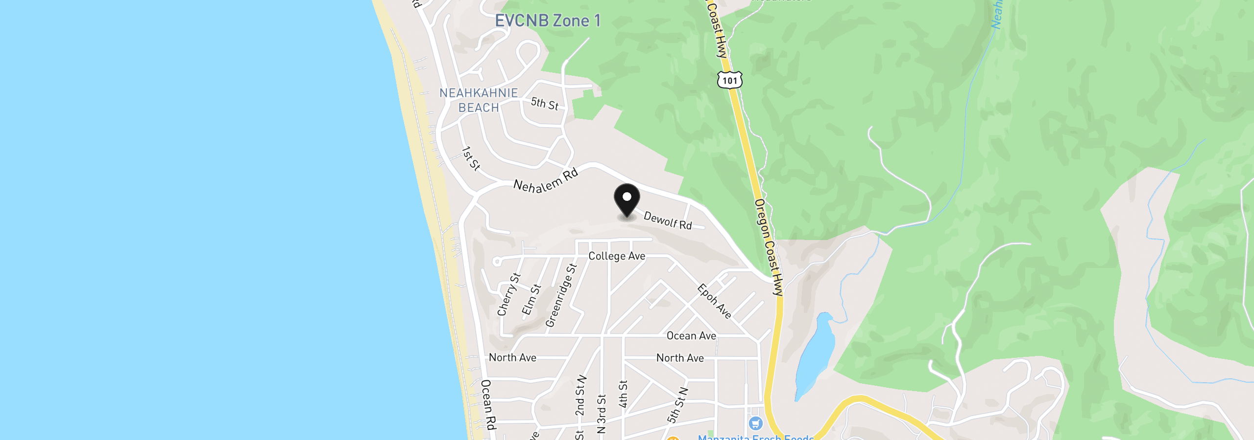 Map showing the location of Dewolf Rd 16, Manzanita, OR 97130