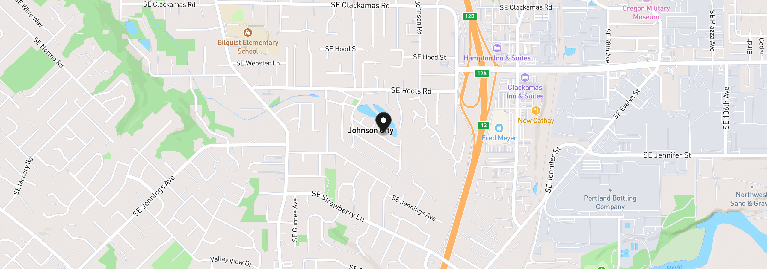 Map showing the location of 8220 SE Iris St, Milwaukie, OR 97267