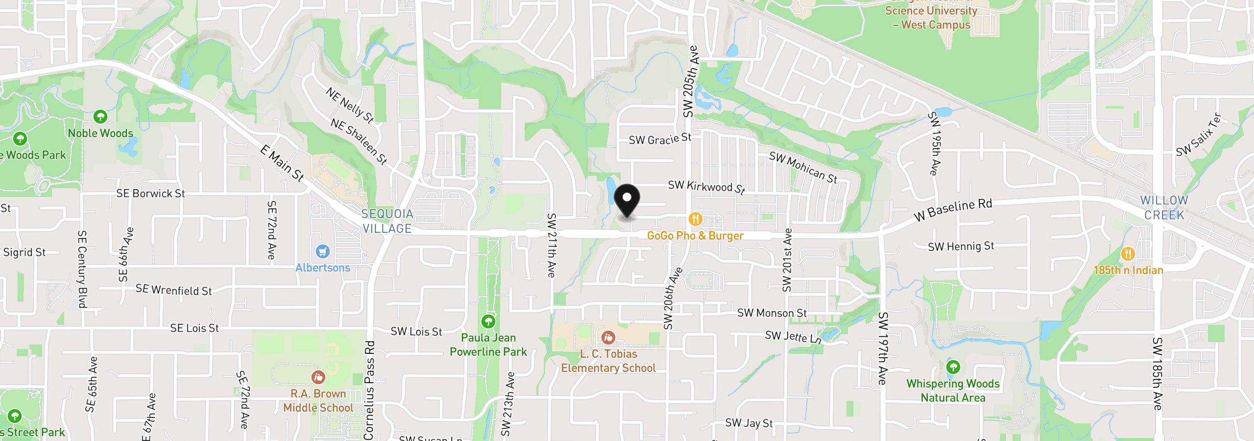 Map showing the location of 571 SW 207th Ave, Beaverton, OR 97006