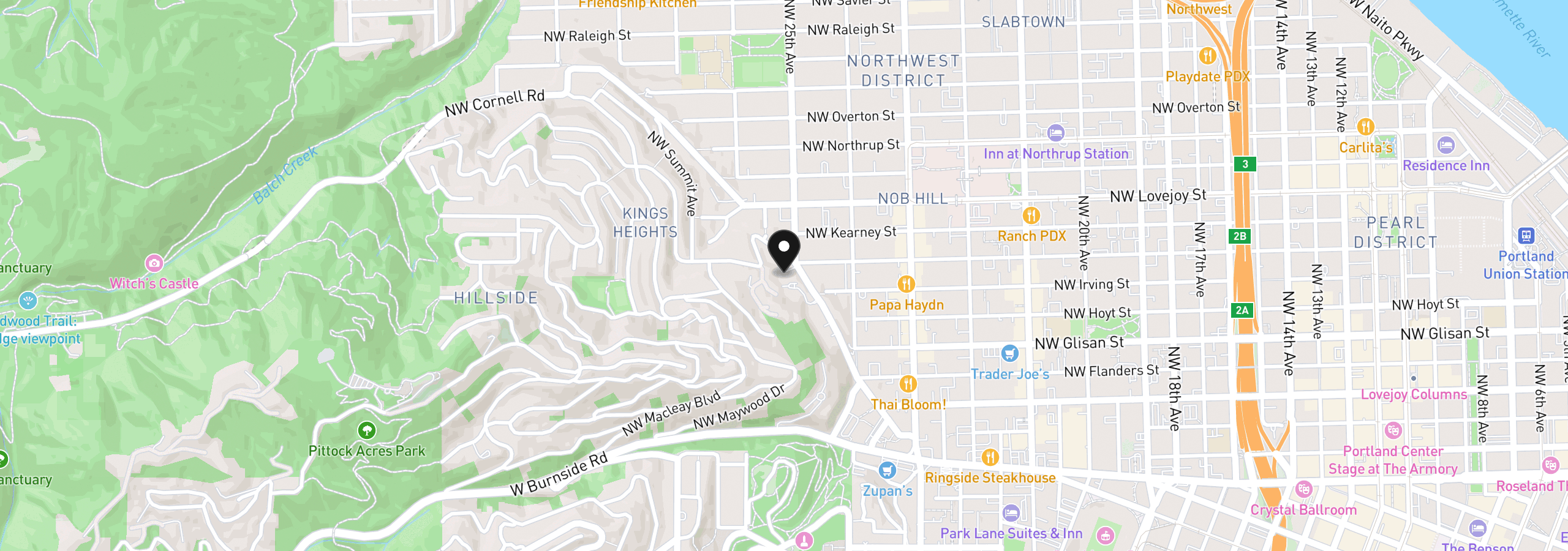 Map showing the location of 780 NW Westover Sq 3, Portland, OR 97210