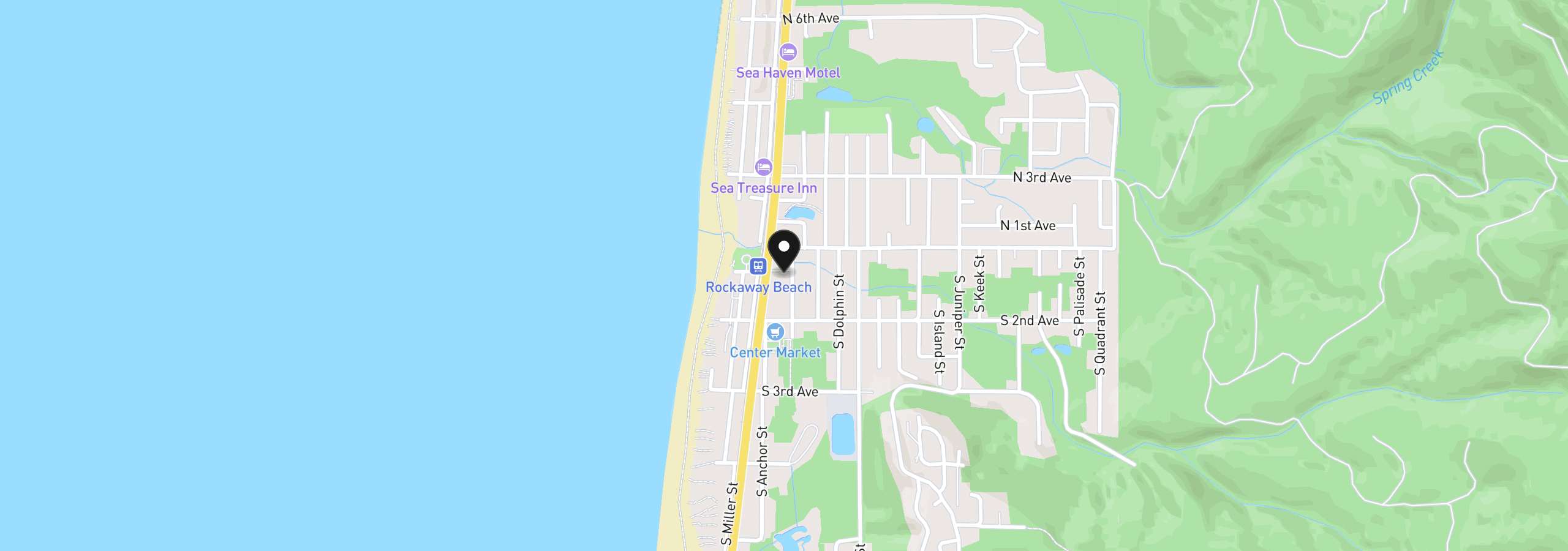 Map showing the location of 137 S Beacon St, Rockaway Beach, OR 97136