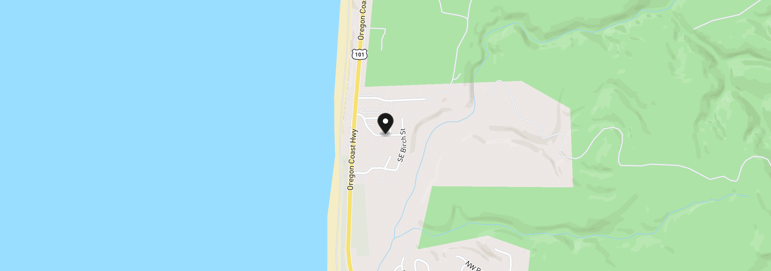 Map showing the location of 126 SE 145th Dr, South Beach, OR 97366