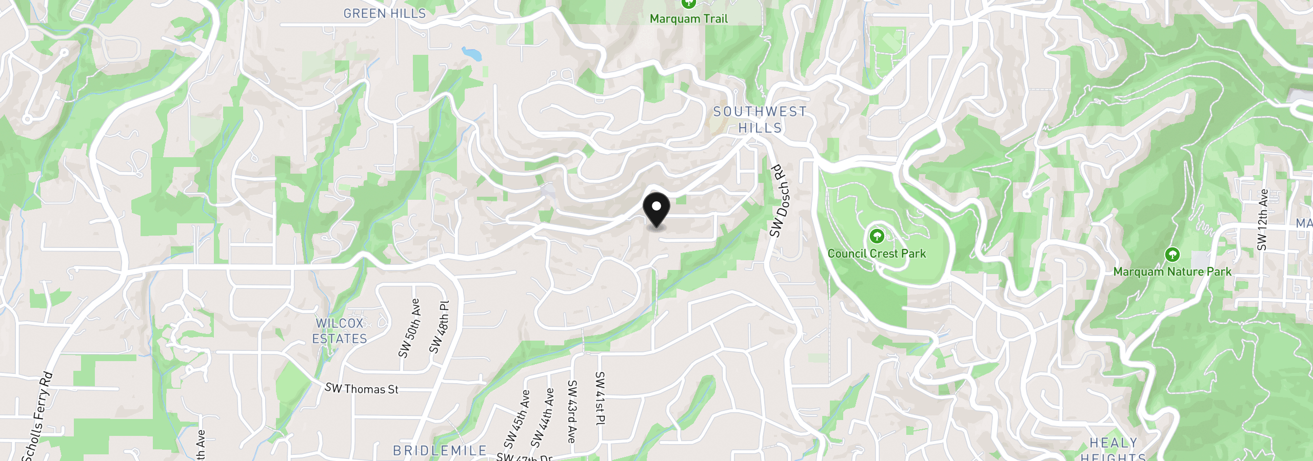 Map showing the location of 3921 SW Sweetbriar Dr, Portland, OR 97221