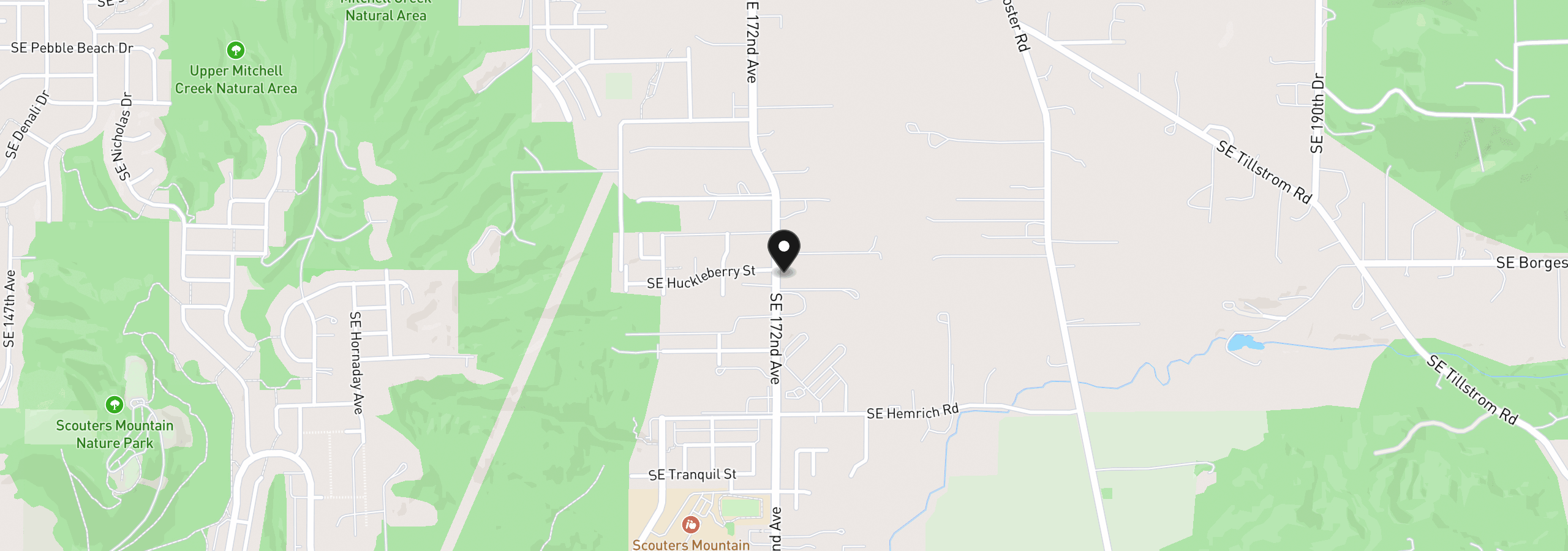 Map showing the location of 10022 SE 172nd Ave, Happy Valley, OR 97086