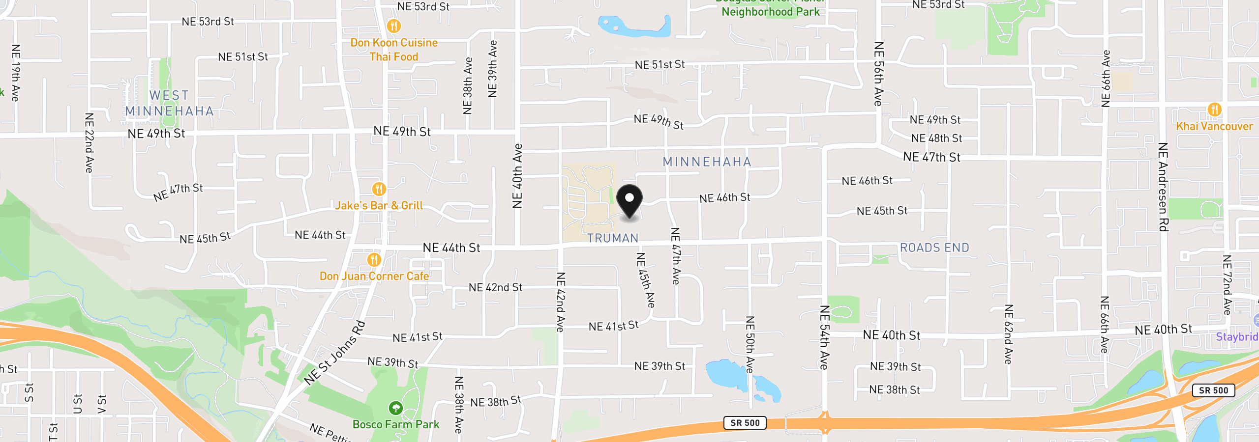 Map showing the location of 4405 NE 46th Cir, Vancouver, Wa 98661
