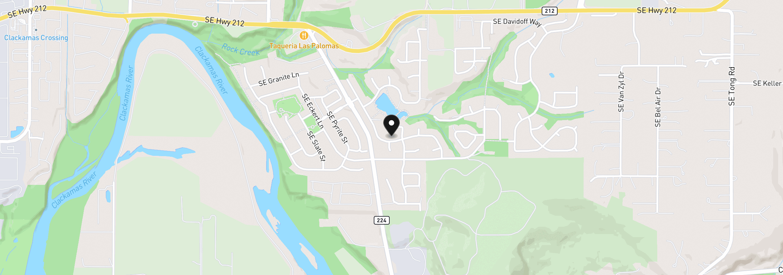Map showing the location of 16418 SE Orchard View Ln, Damascus, OR 97089
