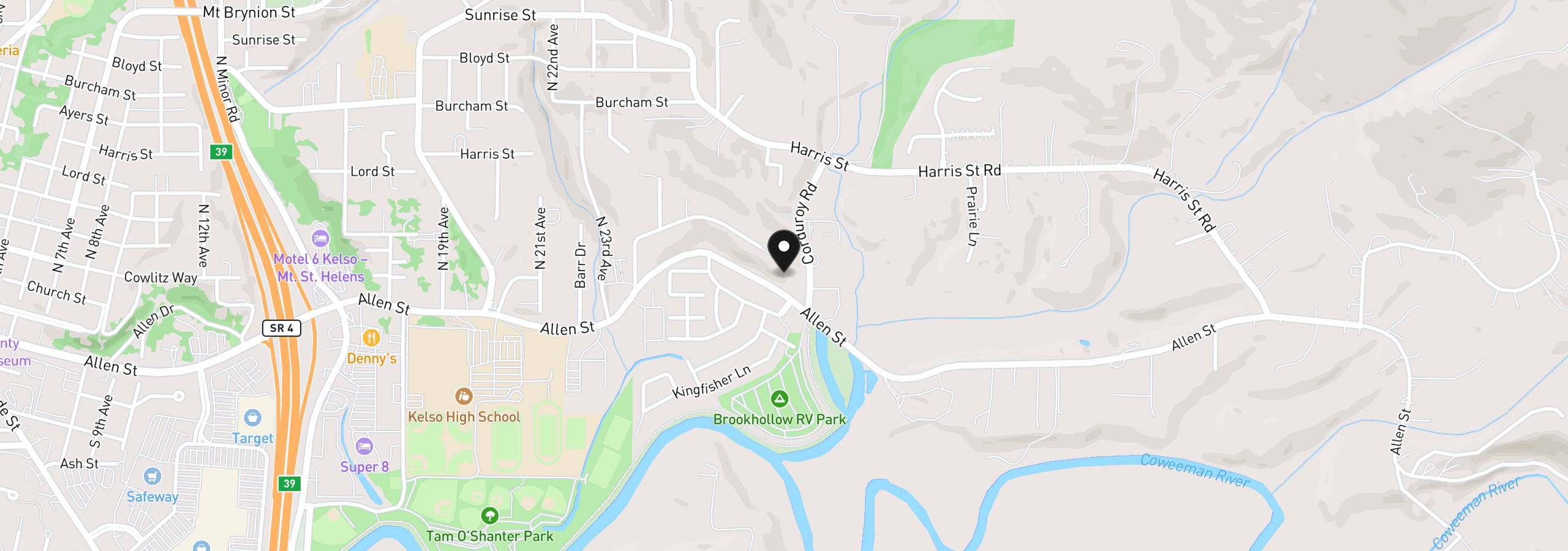 Map showing the location of 260 Crescent Dr, Kelso, Wa 98626