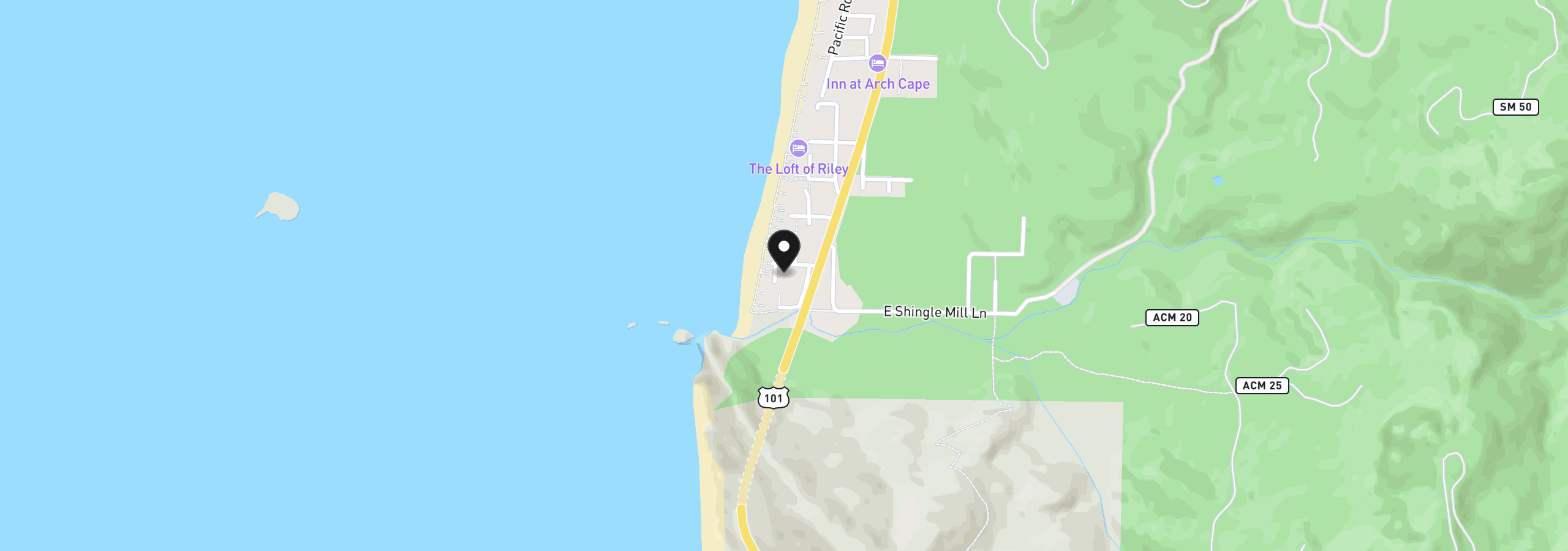 Map showing the location of 79819 Ocean Point Rd, Arch Cape, OR 97102