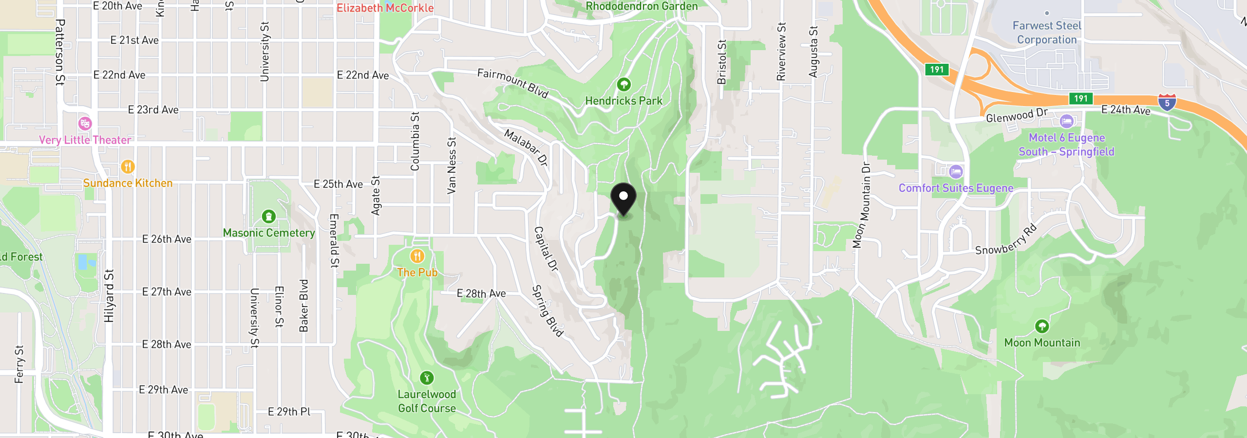 Map showing the location of 2629 Cupola Dr 10, Eugene, OR 97403