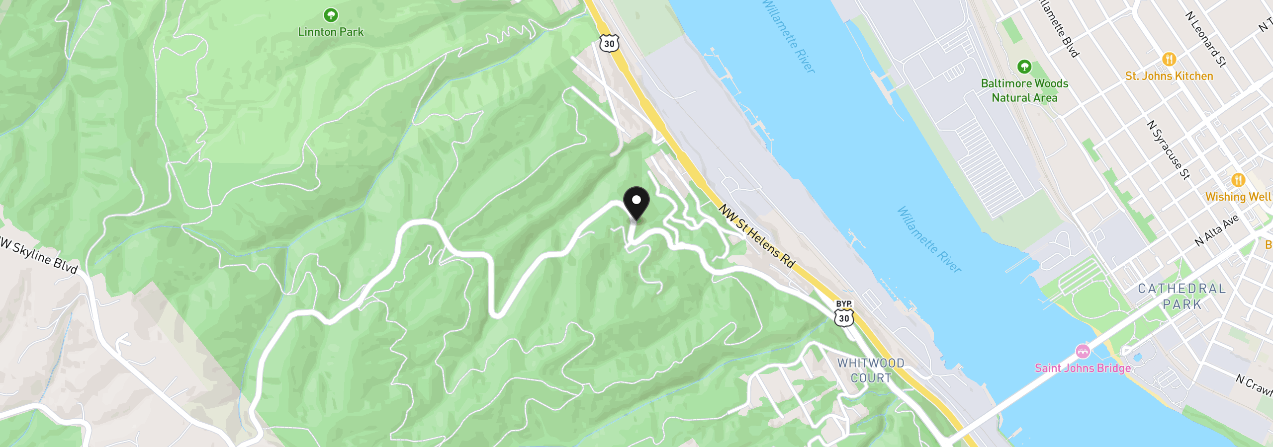 Map showing the location of E Side NW Germantown Rd, Portland, OR 97231
