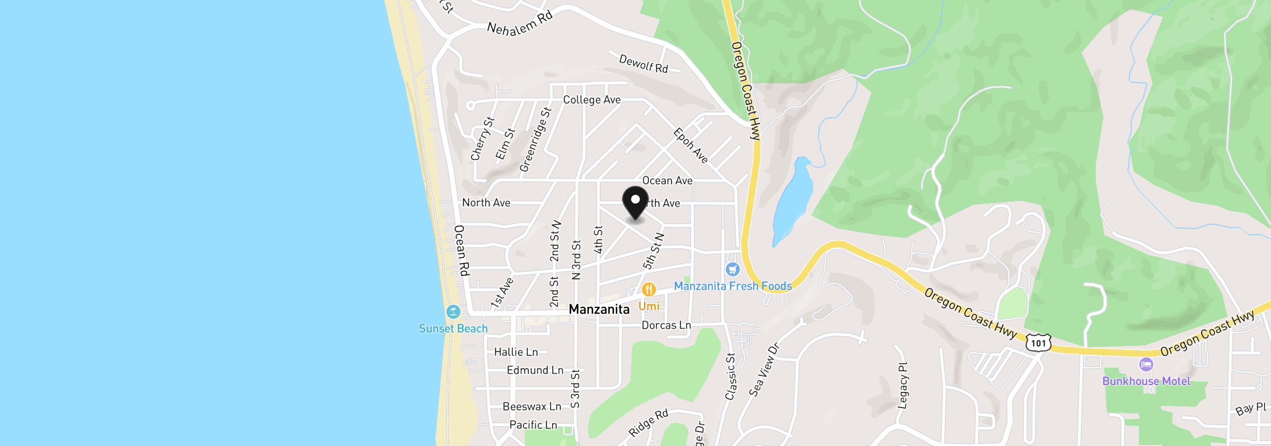 Map showing the location of 463 Pine Ave, Manzanita, OR 97130