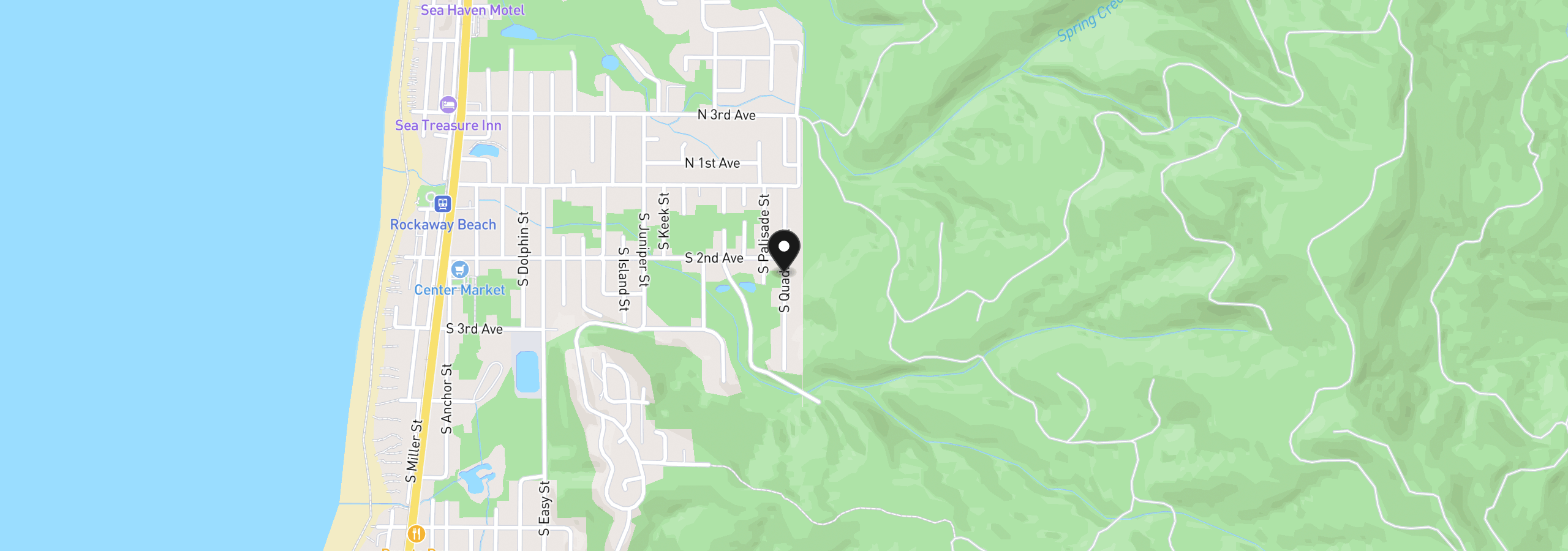Map showing the location of Quadrant St, Rockaway Beach, OR 97136
