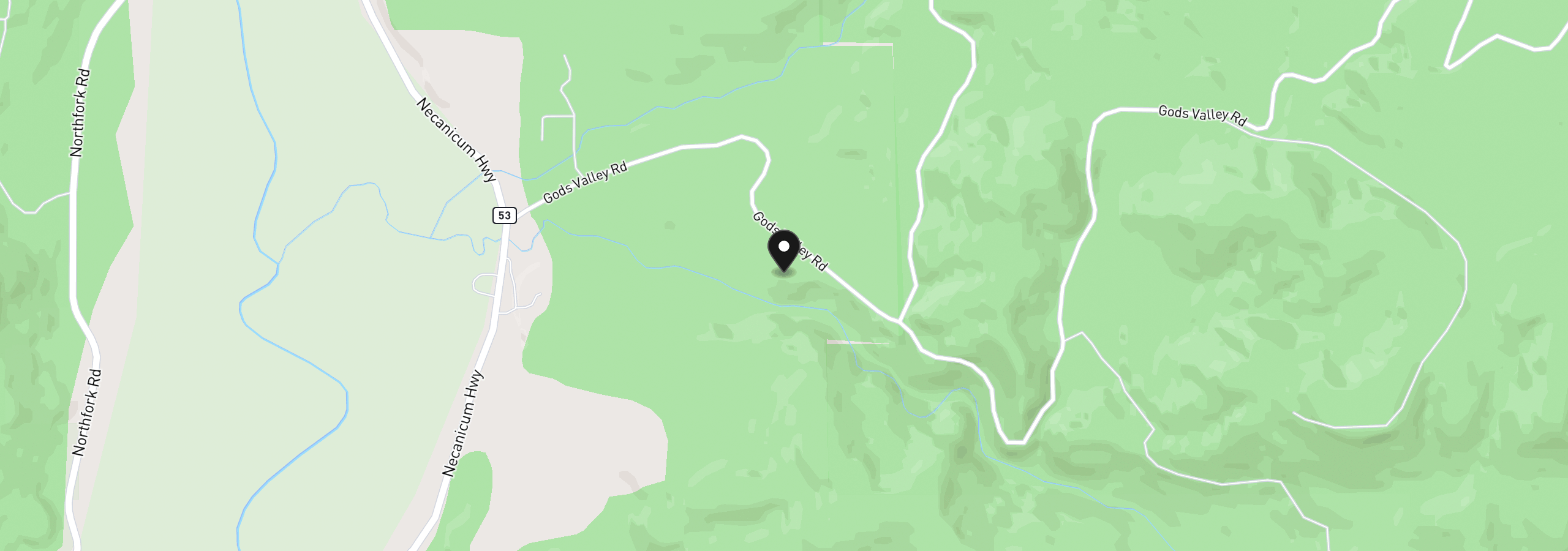 Map showing the location of 19995 Gods Valley Rd, Nehalem, OR 97131