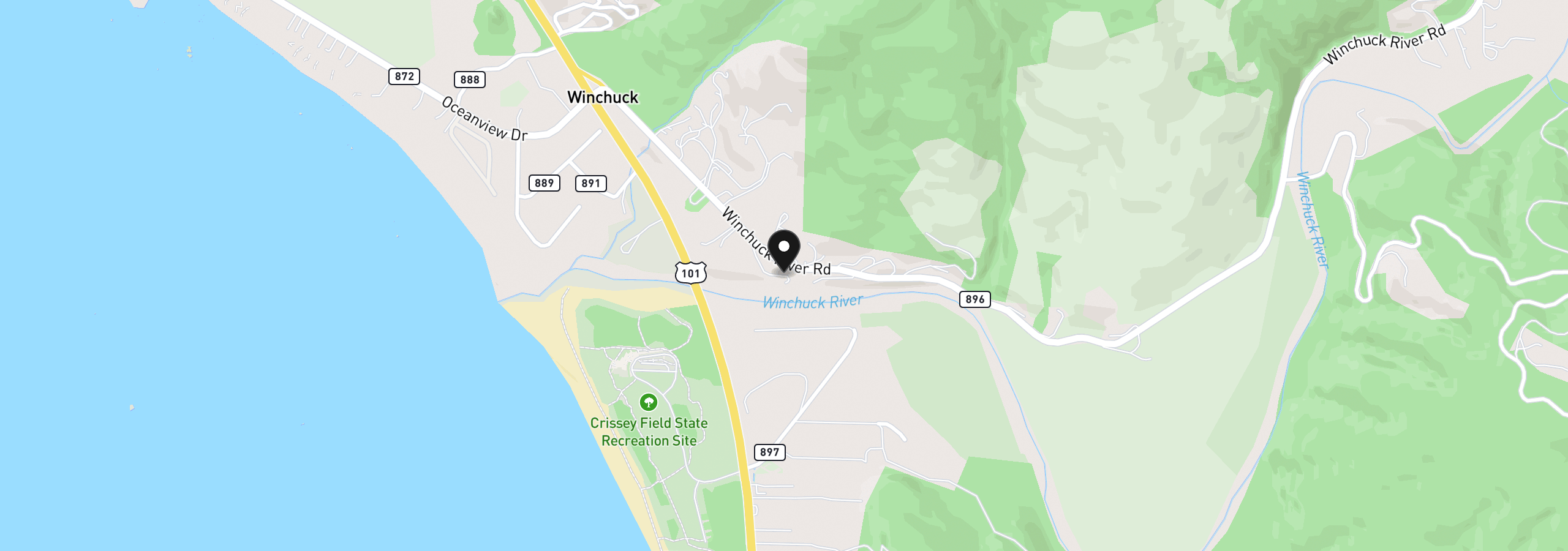 Map showing the location of 99268 Winchuck River Rd, Brookings, OR 97415