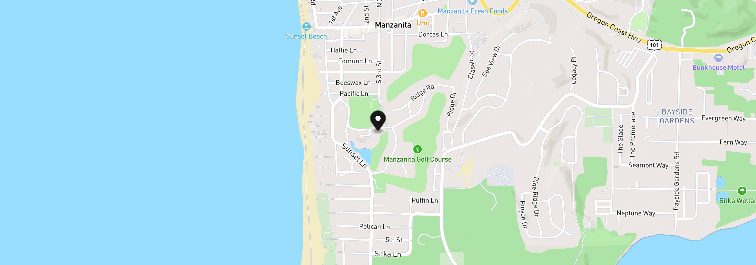 Map showing the location of 901 Lakeview Ct, Manzanita, OR 97130
