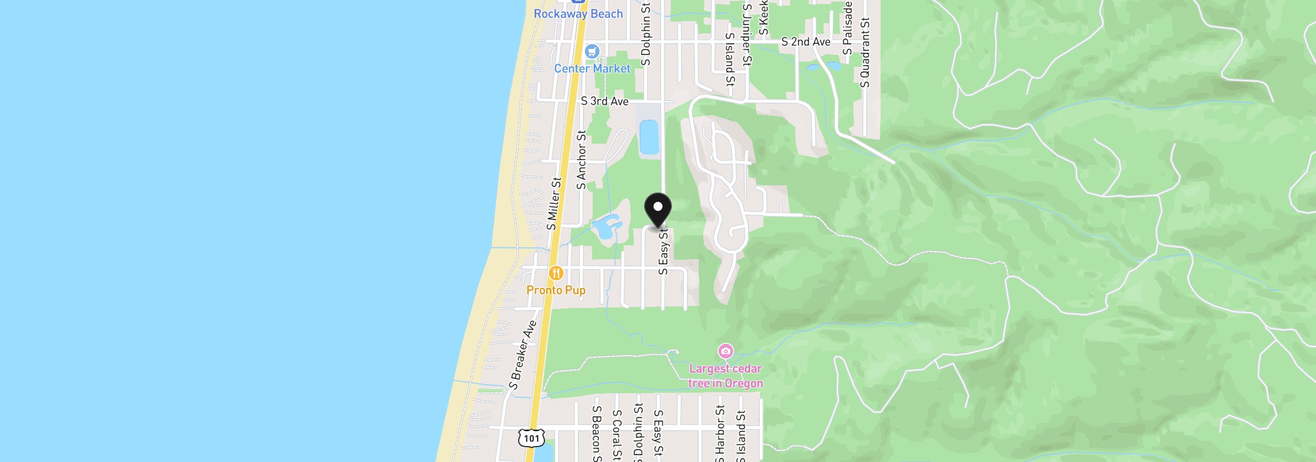 Map showing the location of 503 S Easy St, Rockaway Beach, OR 97136