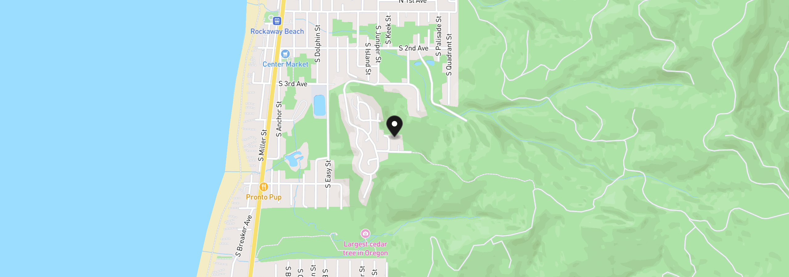 Map showing the location of 412 Crest Terr, Rockaway Beach, OR 97136