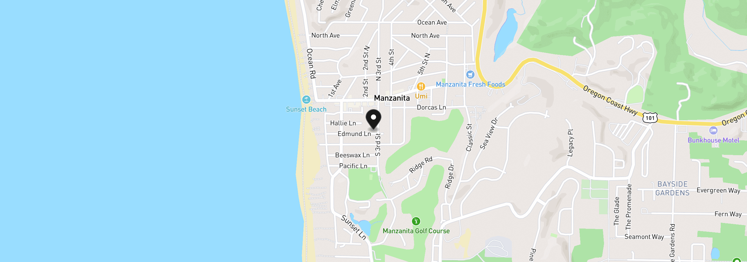 Map showing the location of 273 Edmund Ln, Manzanita, OR 97130