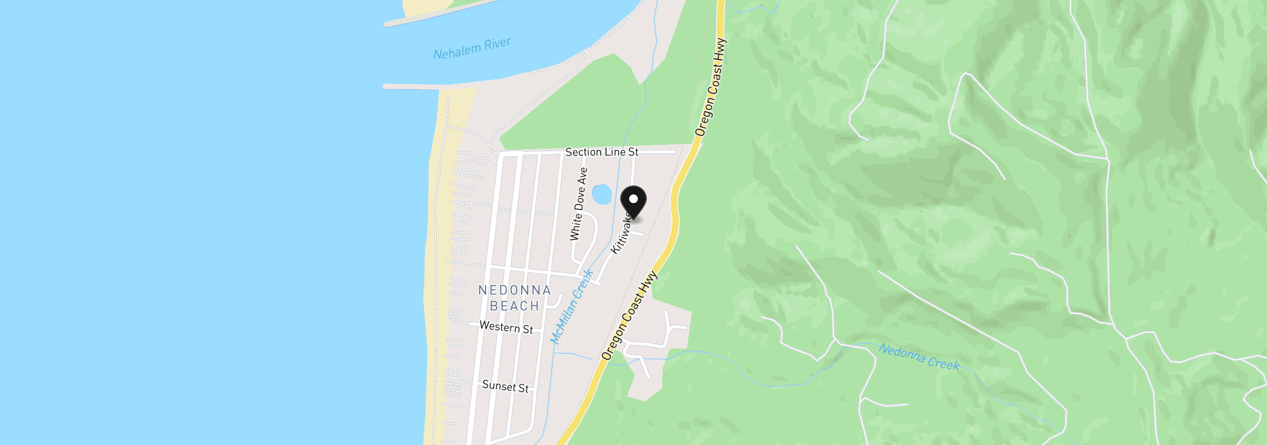 Map showing the location of 26505 Kittiwake Dr, Rockaway Beach, OR 97136