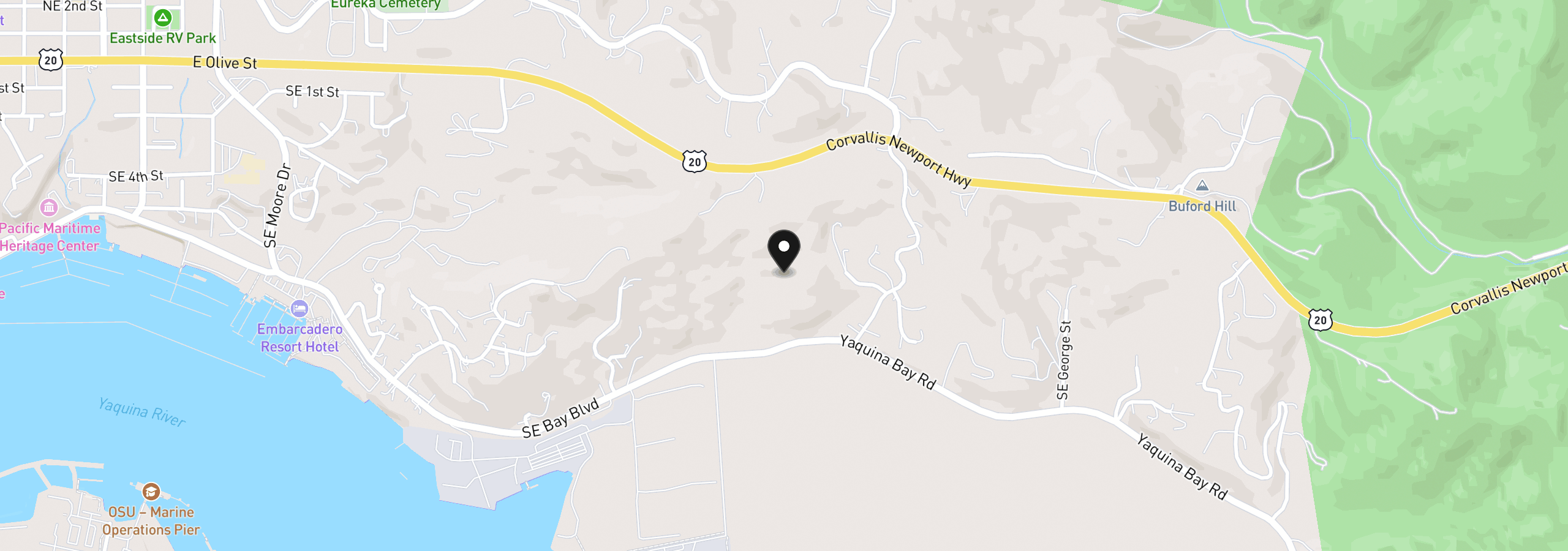 Map showing the location of Bay Blvd, Newport, OR 97365