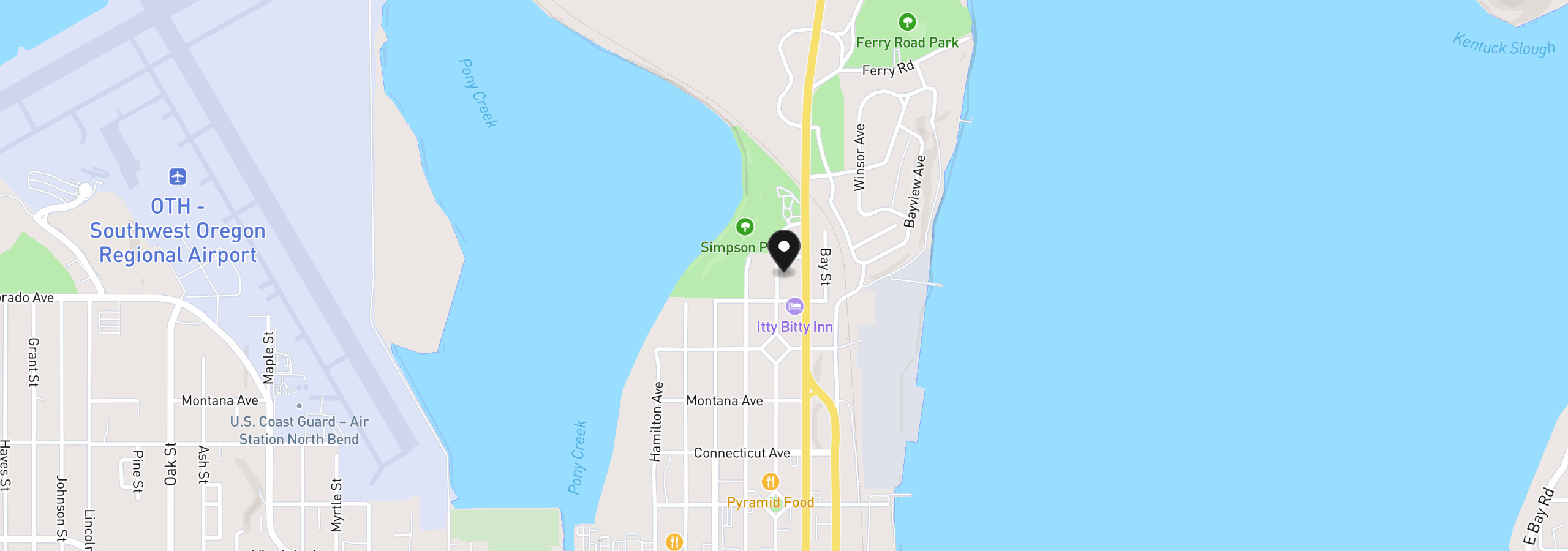Map showing the location of 1439 Union Ave, North Bend, OR 97459