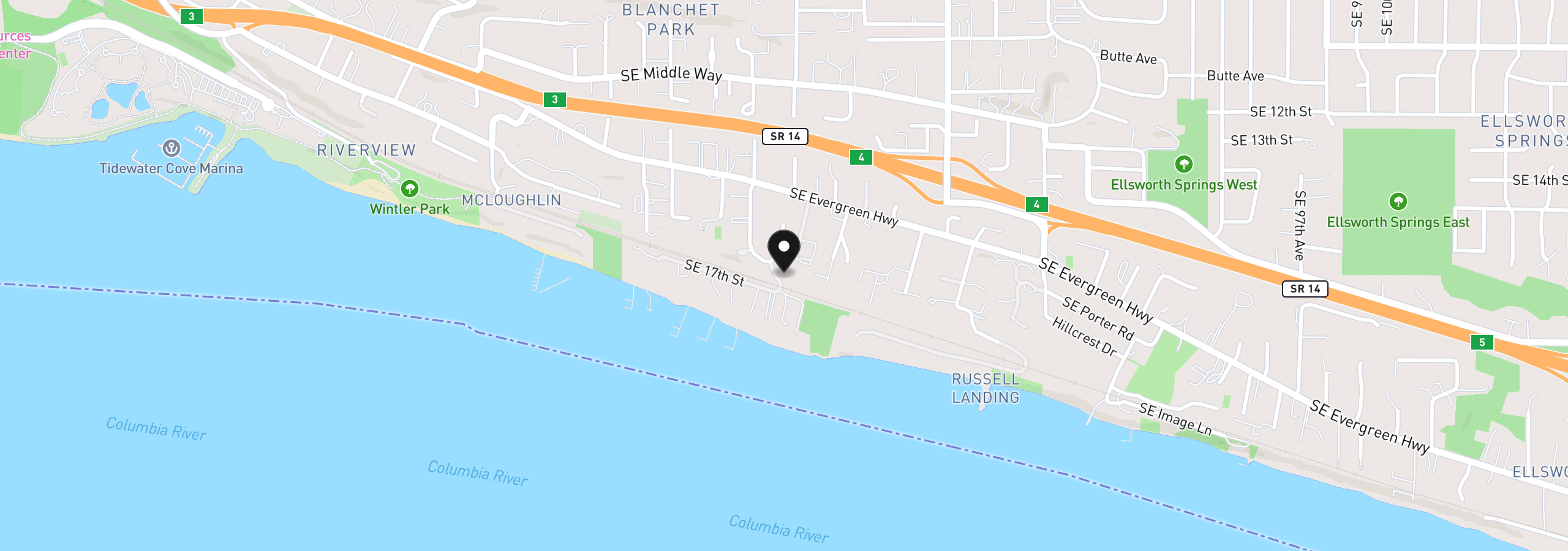 Map showing the location of 1617 SE 79th Ct, Vancouver, Wa 98664