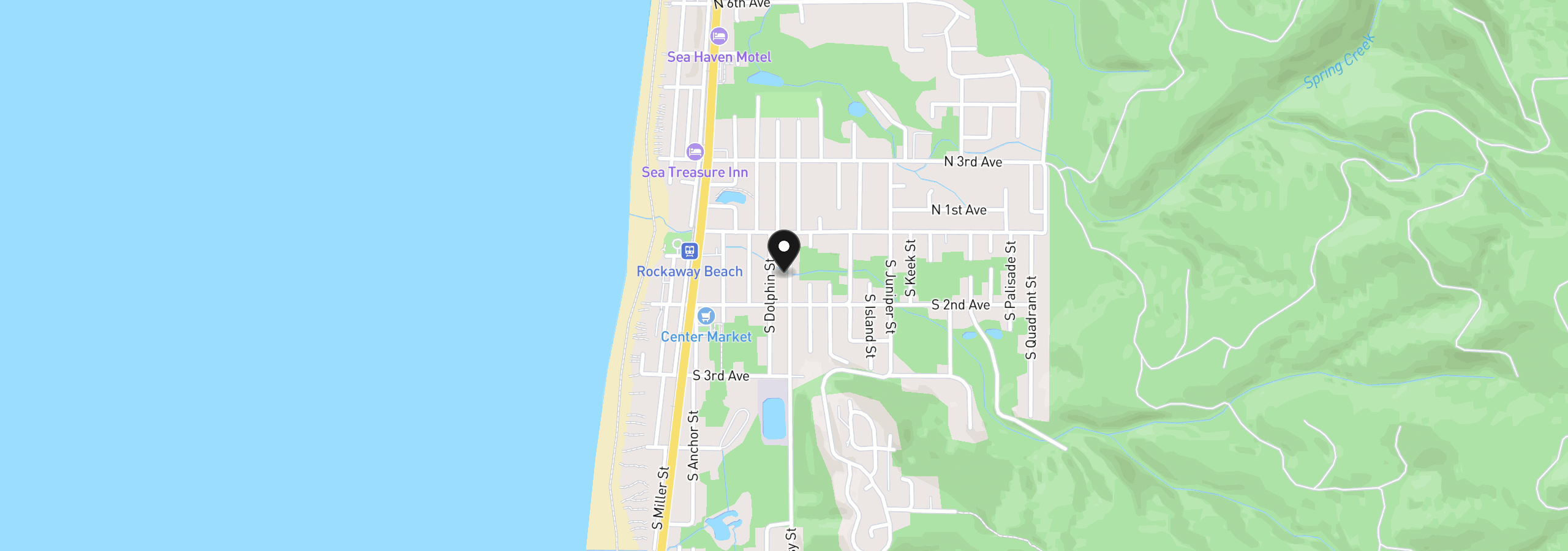Map showing the location of 157 S Easy St, Rockaway Beach, OR 97136