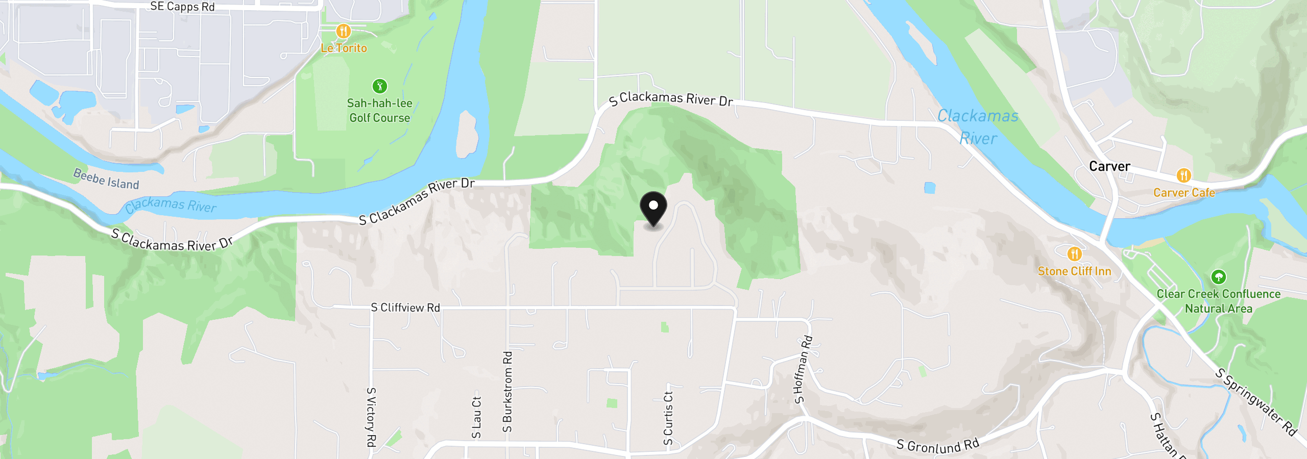 Map showing the location of 14857 S Sunterra Loop, Oregon City, OR 97045
