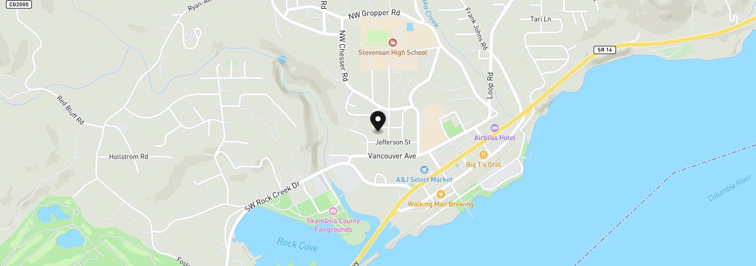 Map showing the location of 438 NW Roselawn St, Stevenson, Wa 98648