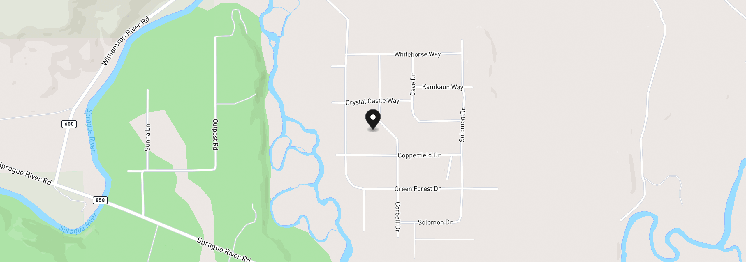 Map showing the location of Corbell Dr 400, Chiloquin, OR 97624