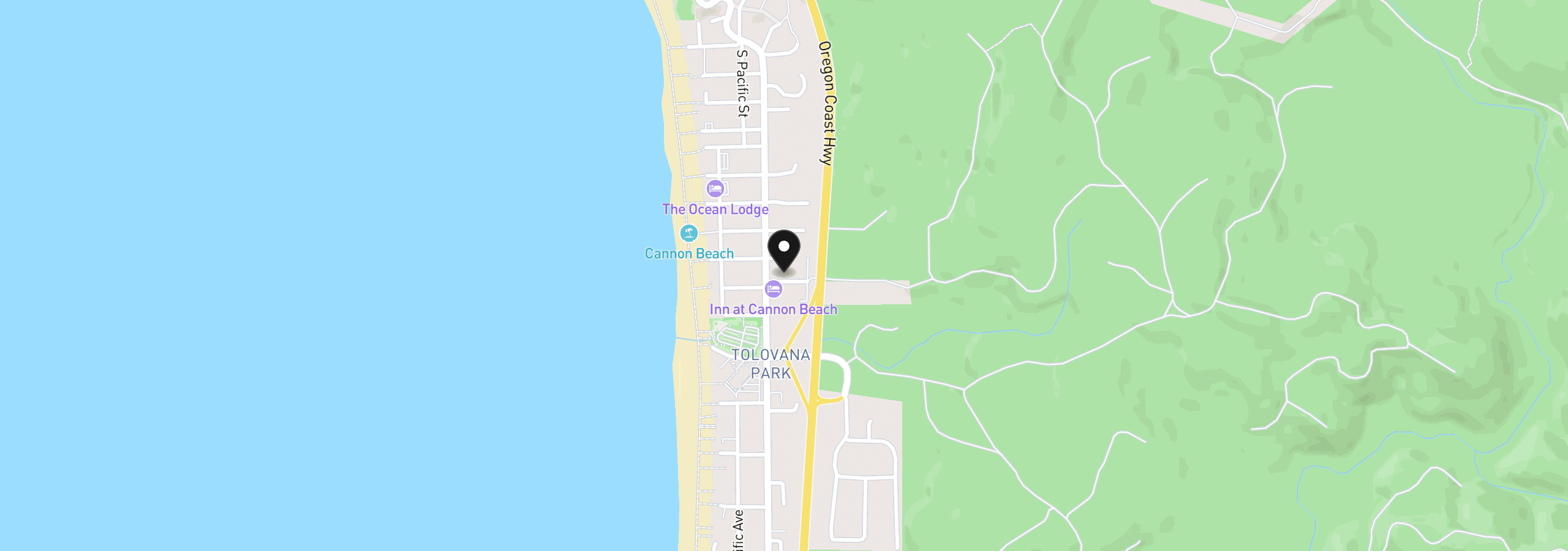 Map showing the location of Lodges at Cannon Bea B2-C, Cannon Beach, OR 97110