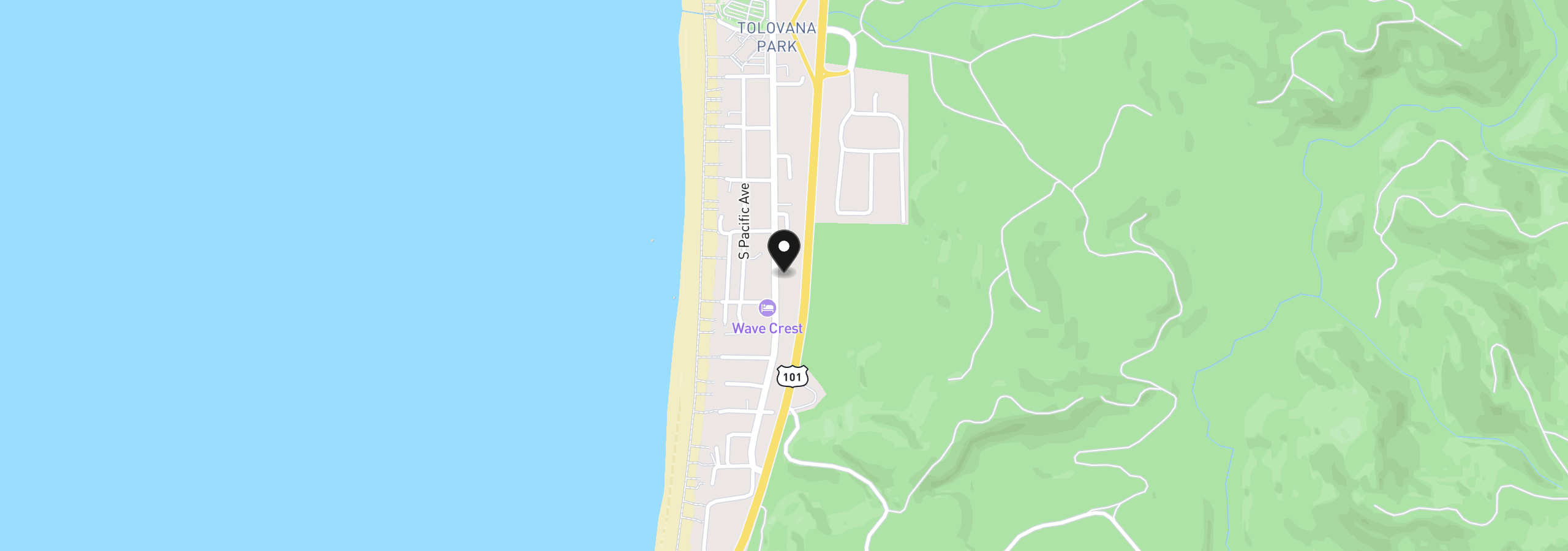 Map showing the location of Hemlock, Cannon Beach, OR 97110
