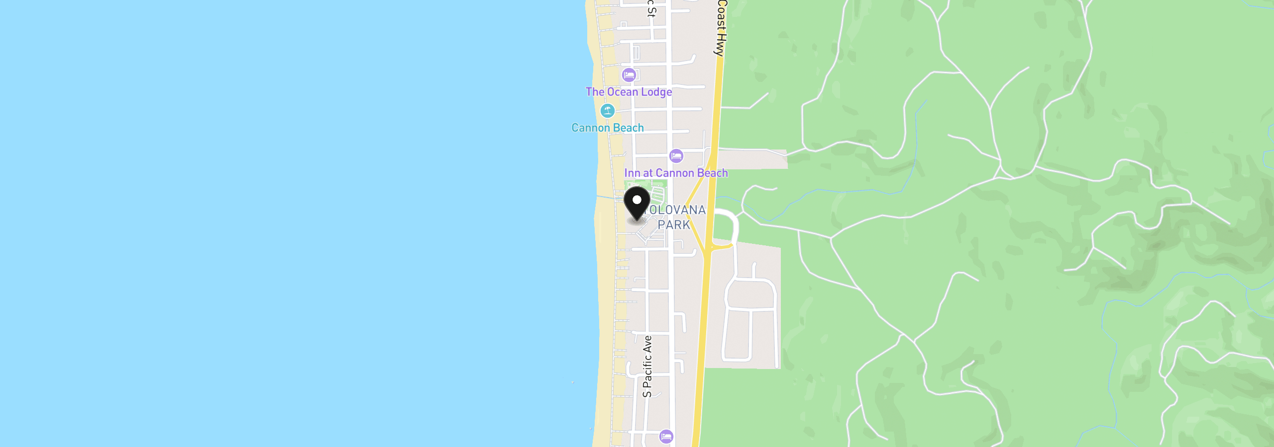 Map showing the location of 116 Tolovana Inn 116, Cannon Beach, OR 97110