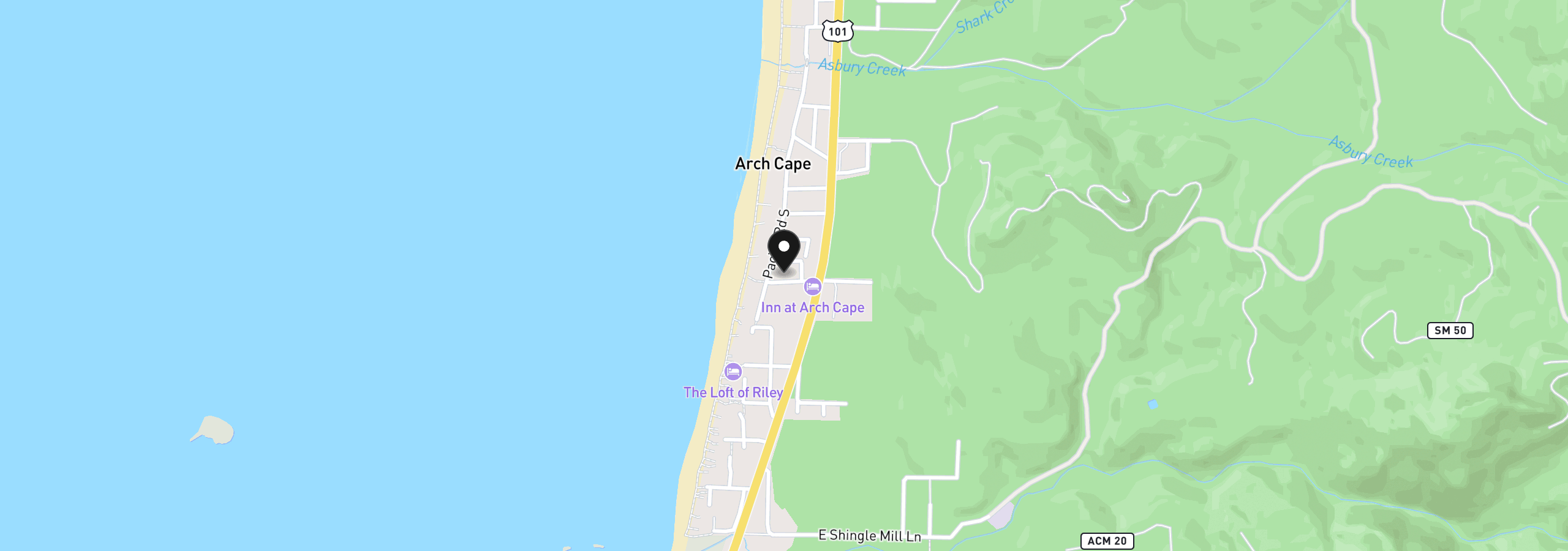Map showing the location of 31931 W Ocean Ln, Arch Cape, OR 97102